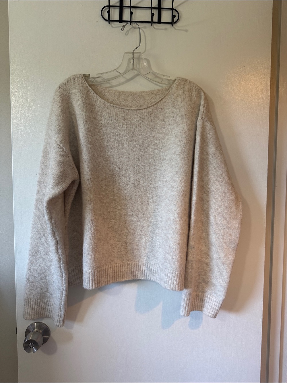 Soft Cream Heather Scoop Neck Knit Sweater